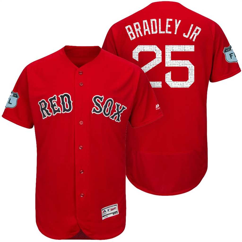 Men's Boston Red Sox #25 Jackie Bradley Jr. 2017 Spring Training Flex Base Authentic Collection Stitched Baseball Jersey
