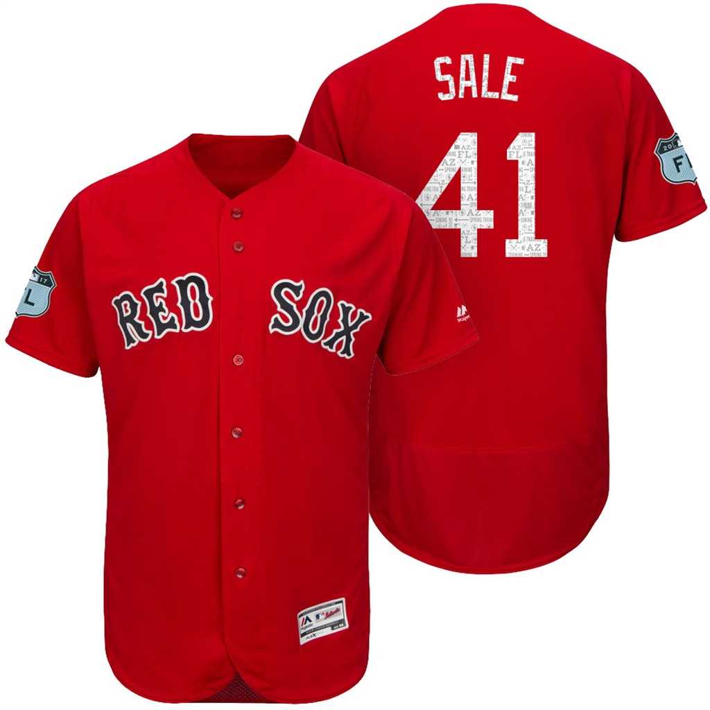 Men's Boston Red Sox #41 Chris Sale 2017 Spring Training Flex Base Authentic Collection Stitched Baseball Jersey