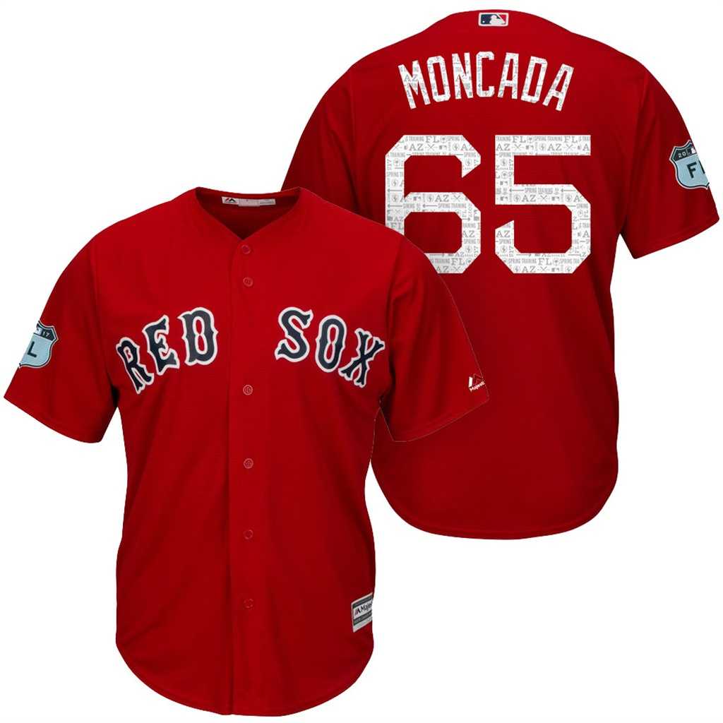 Men's Boston Red Sox #65 Yoan Moncada 2017 Spring Training Cool Base Stitched MLB Jersey