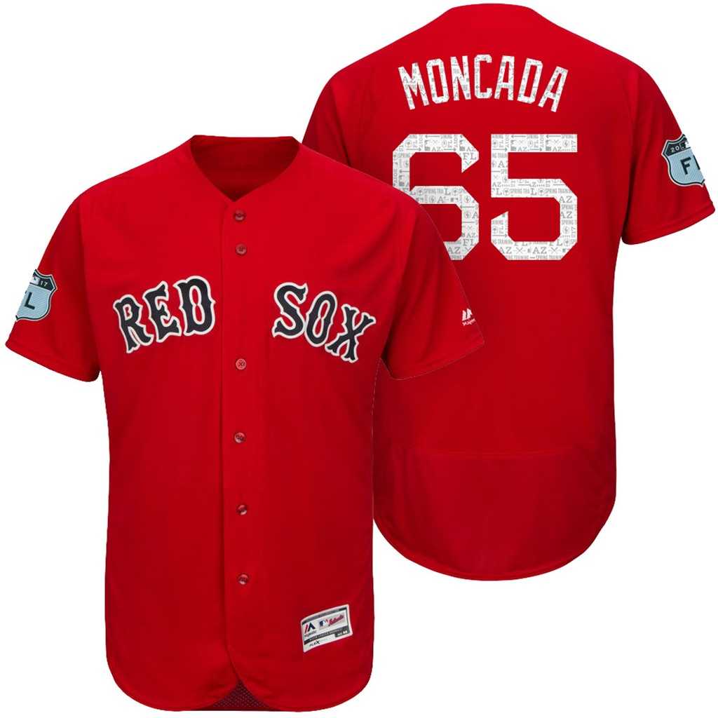 Men's Boston Red Sox #65 Yoan Moncada 2017 Spring Training Flex Base Authentic Collection Stitched Baseball Jersey