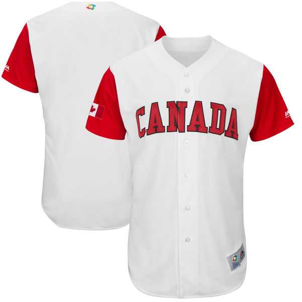 Men's Canada Baseball Blank Majestic White 2017 World Baseball Classic Authentic Team Jersey