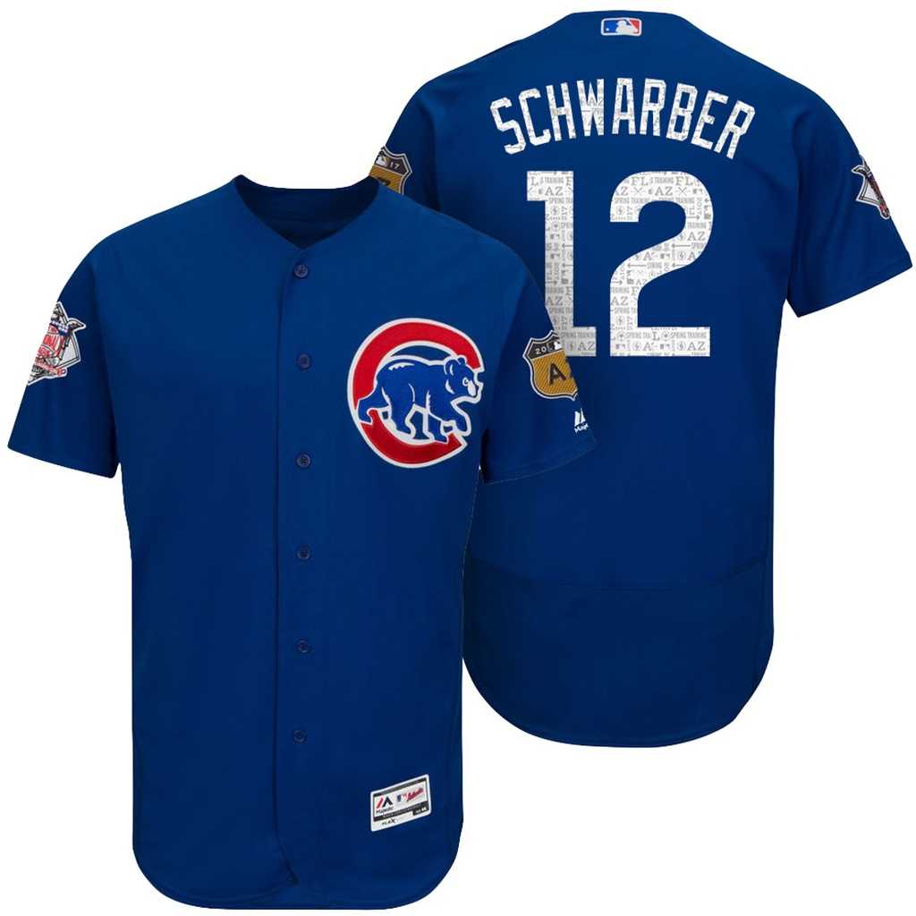 Men's Chicago Cubs #12 Kyle Schwarber 2017 Spring Training Flex Base Authentic Collection Stitched Baseball Jersey
