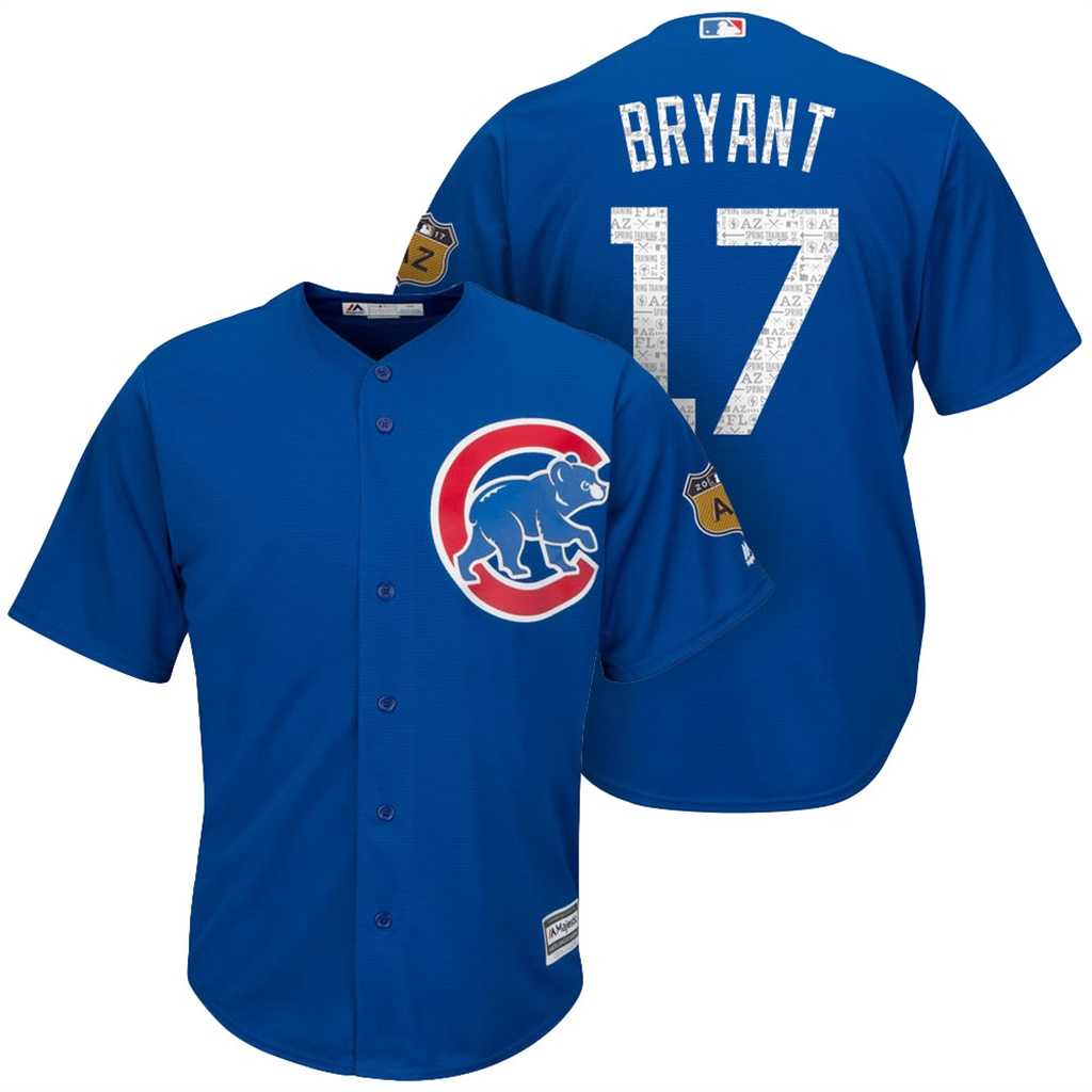 Men's Chicago Cubs #17 Kris Bryant 2017 Spring Training Cool Base Stitched MLB Jersey