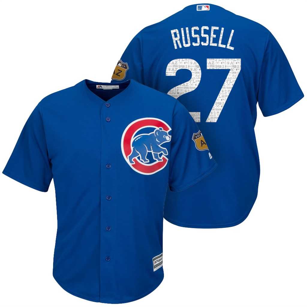 Men's Chicago Cubs #27 Addison Russell 2017 Spring Training Cool Base Stitched MLB Jersey