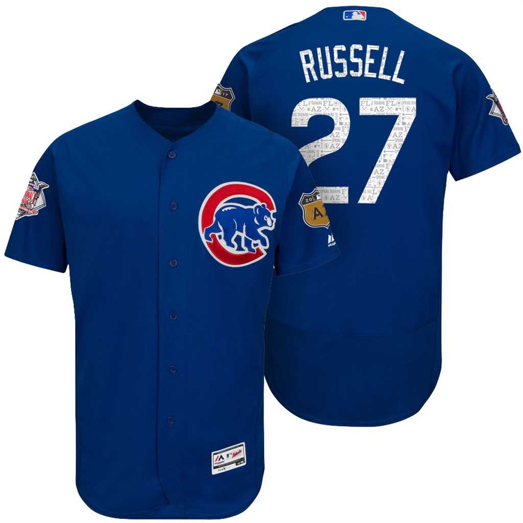 Men's Chicago Cubs #27 Addison Russell 2017 Spring Training Flex Base Authentic Collection Stitched Baseball Jersey
