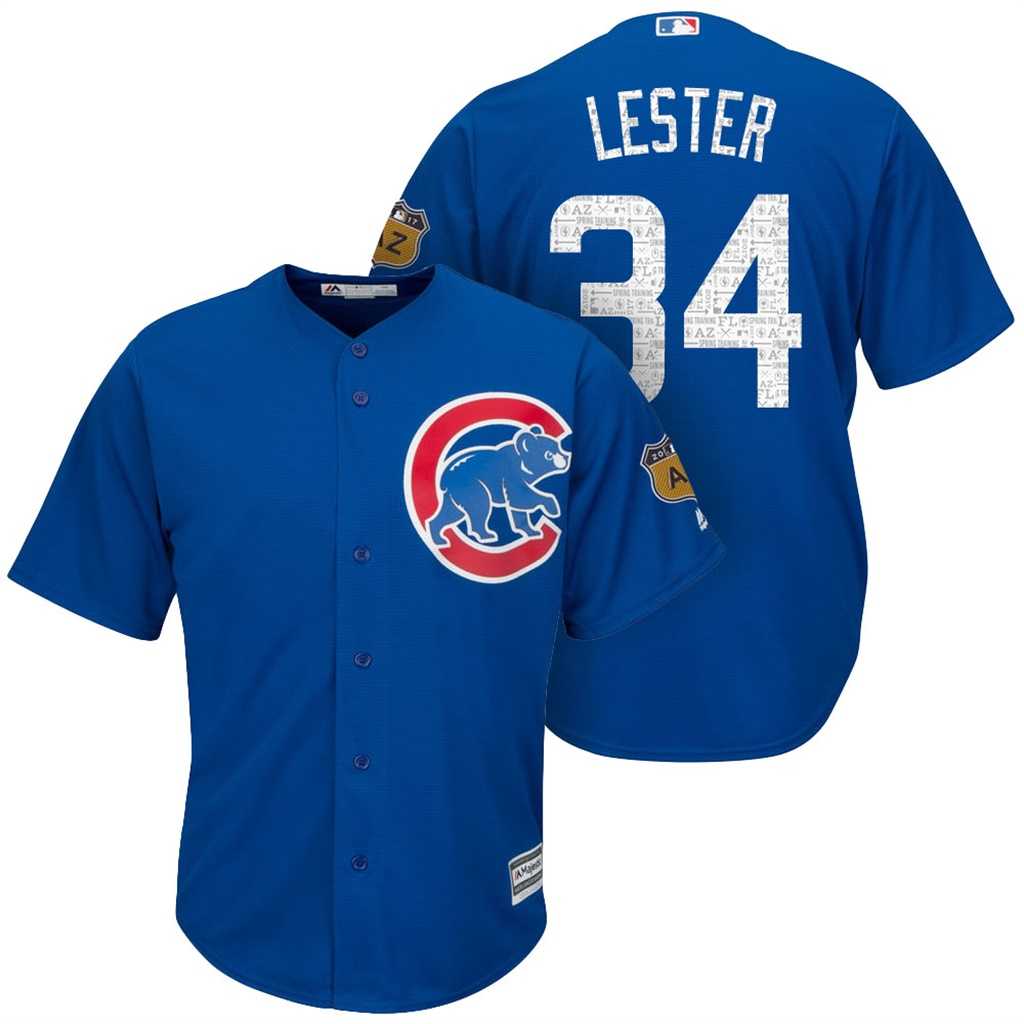 Men's Chicago Cubs #34 Jon Lester 2017 Spring Training Cool Base Stitched MLB Jersey