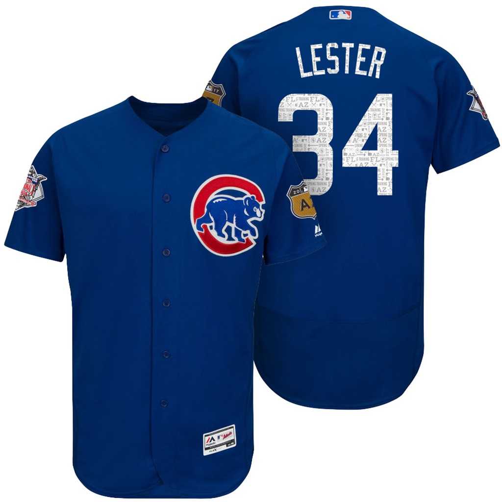 Men's Chicago Cubs #34 Jon Lester 2017 Spring Training Flex Base Authentic Collection Stitched Baseball Jersey
