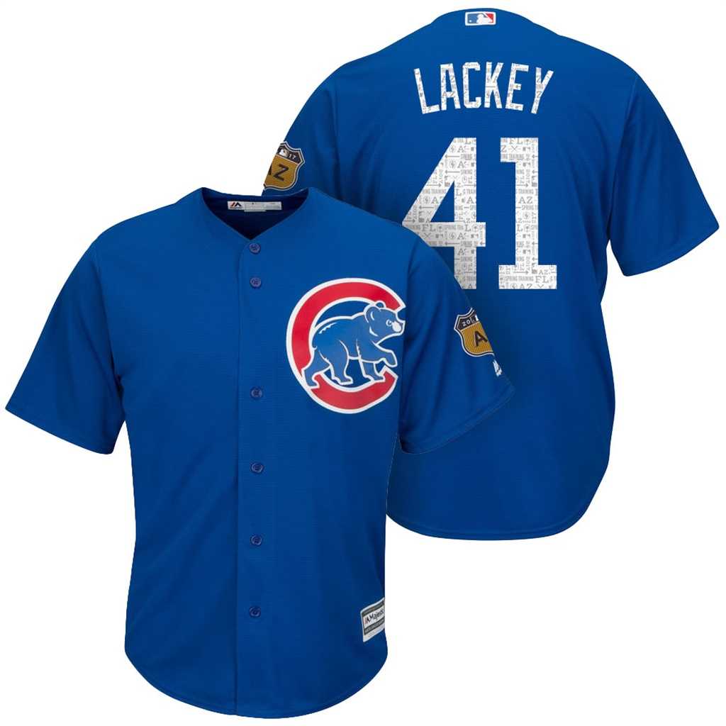 Men's Chicago Cubs #41 John Lackey 2017 Spring Training Cool Base Stitched MLB Jersey