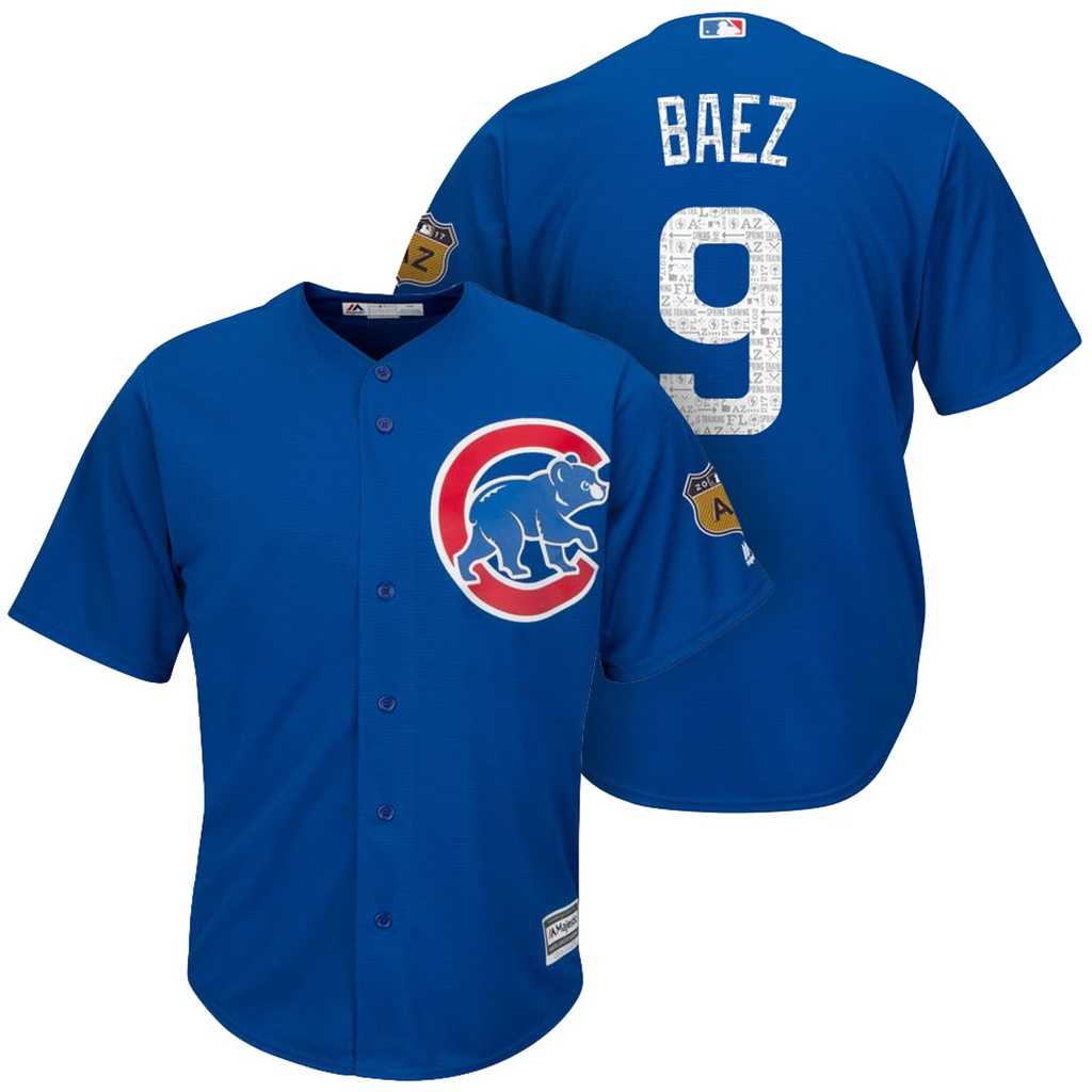 Men's Chicago Cubs #9 Javier Baez 2017 Spring Training Cool Base Stitched MLB Jersey