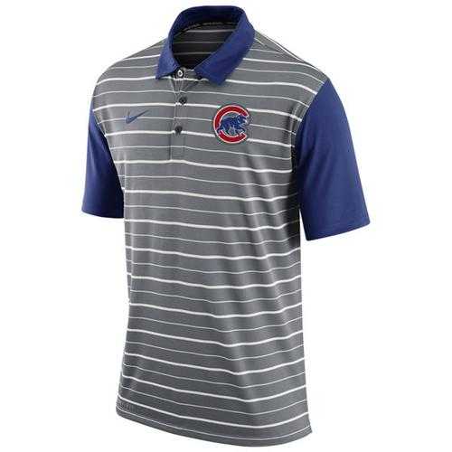 Men's Chicago Cubs Nike Gray Dri-FIT Stripe Polo