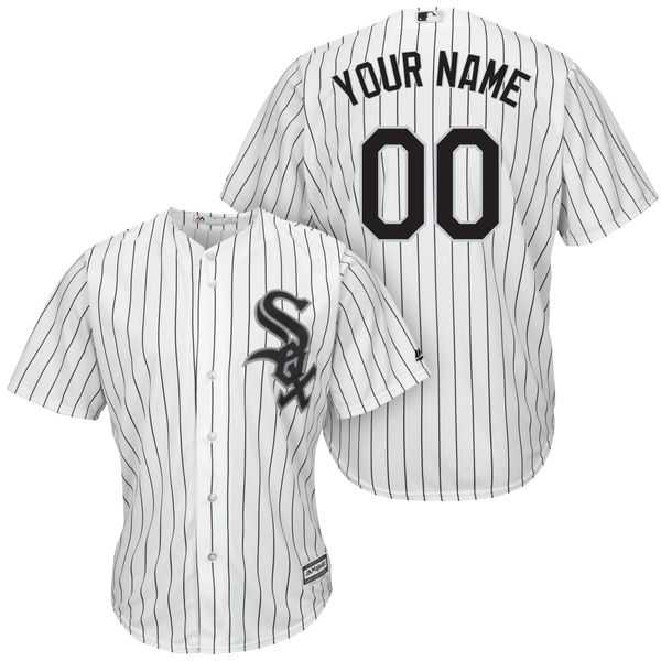 Men's Chicago White Sox Majestic White Black Home Cool Base Custom Jersey