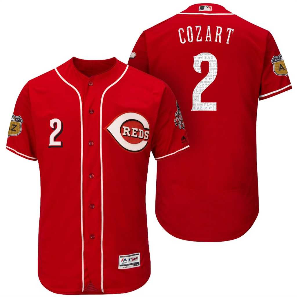 Men's Cincinnati Reds #2 Zack Cozart 2017 Spring Training Flex Base Authentic Collection Stitched Baseball Jersey
