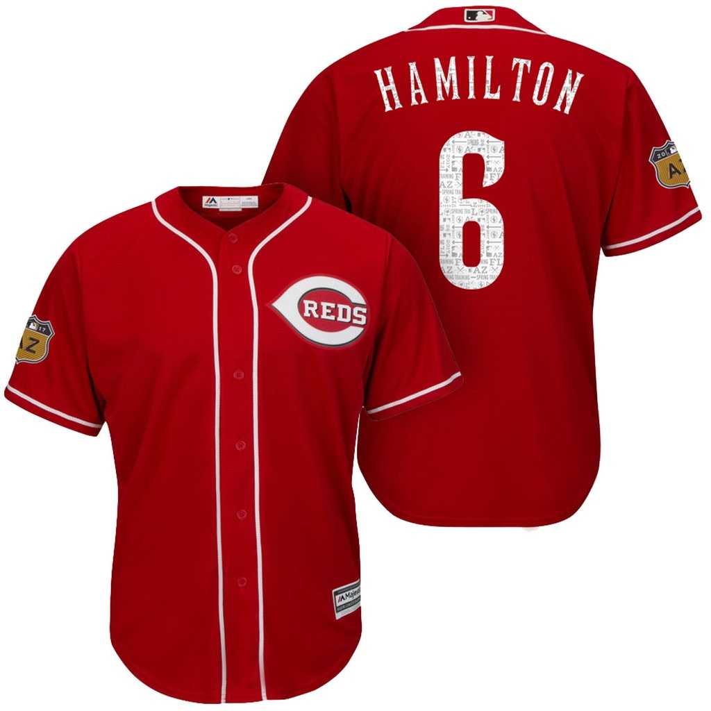 Men's Cincinnati Reds #6 Billy Hamilton 2017 Spring Training Cool Base Stitched MLB Jersey
