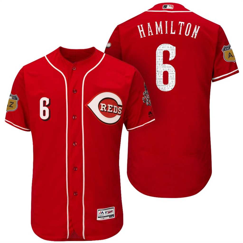 Men's Cincinnati Reds #6 Billy Hamilton 2017 Spring Training Flex Base Authentic Collection Stitched Baseball Jersey