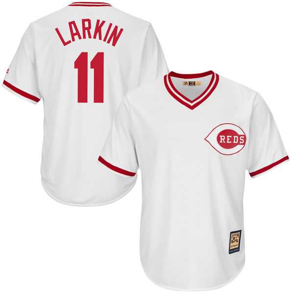 Men's Cincinnati Reds Barry Larkin Majestic White Home Cool Base Cooperstown Collection Jersey