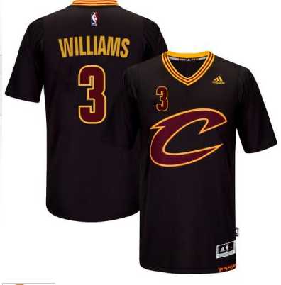 Men's Cleveland Cavaliers #3 Derrick Williams adidas Black Sleeved Player Swingman Jersey