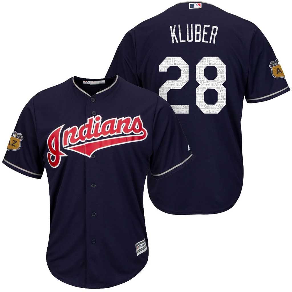 Men's Cleveland Indians #28 Corey Kluber 2017 Spring Training Cool Base Stitched MLB Jersey