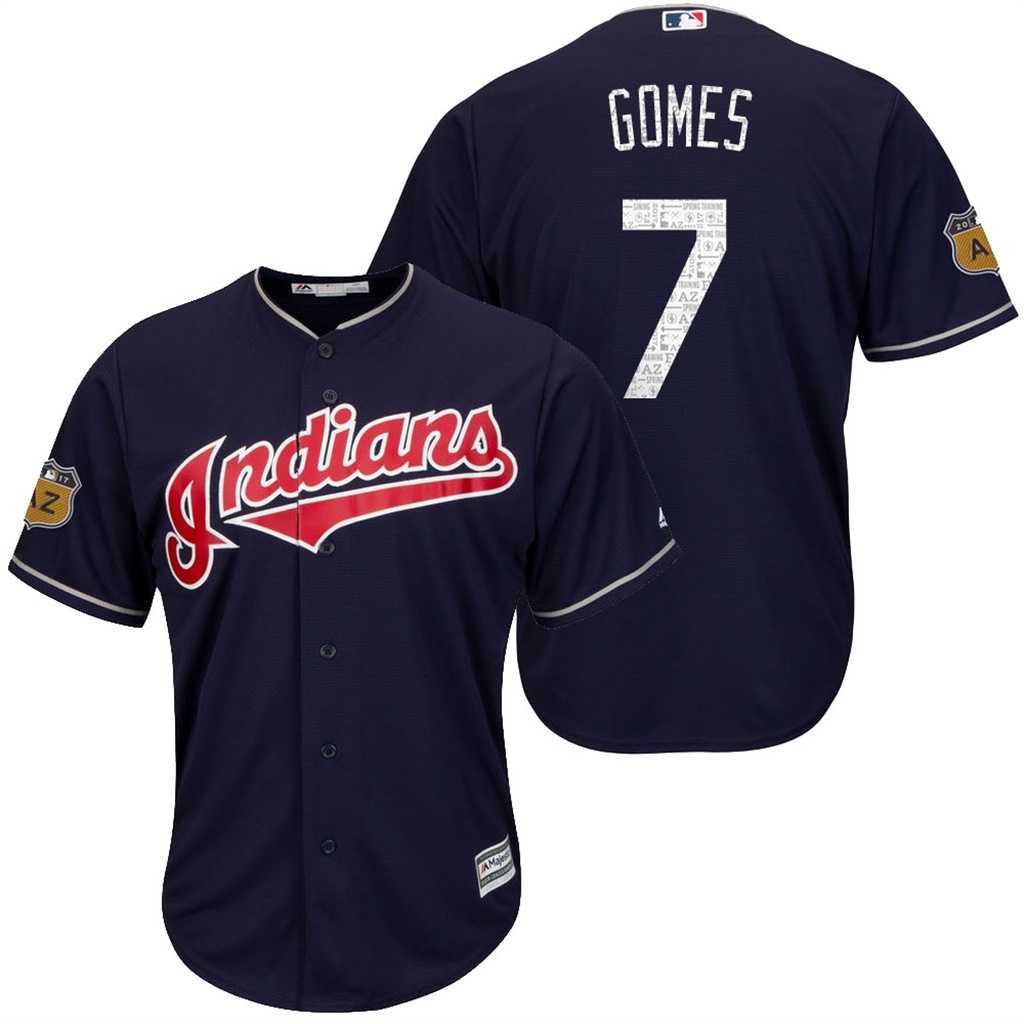 Men's Cleveland Indians #7 Yan Gomes 2017 Spring Training Cool Base Stitched MLB Jersey