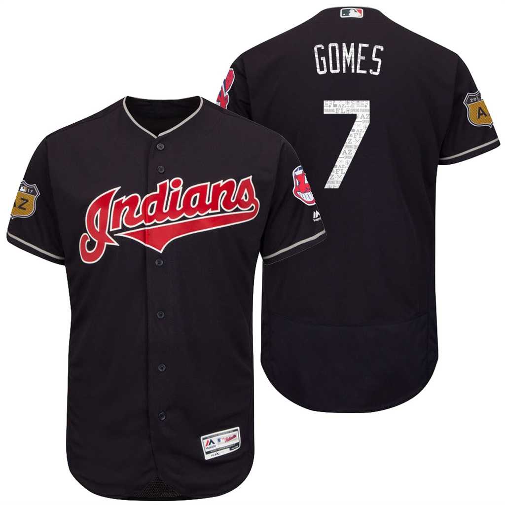 Men's Cleveland Indians #7 Yan Gomes 2017 Spring Training Flex Base Authentic Collection Stitched Baseball Jersey