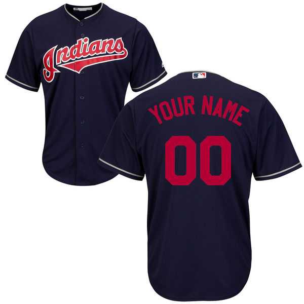 Men's Cleveland Indians Majestic Navy Cool Base Custom Jersey Men's Cleveland Indians Majestic Navy Cool Base Custom Jersey