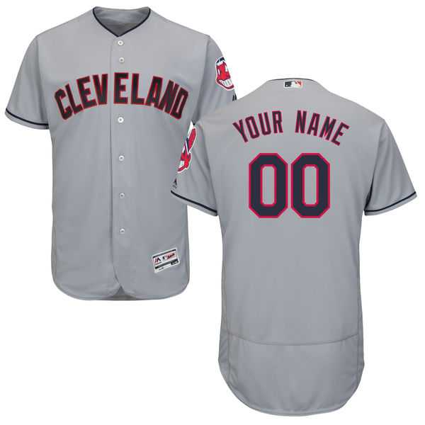 Men's Cleveland Indians Majestic Road Gray Flex Base Authentic Collection Custom Jersey