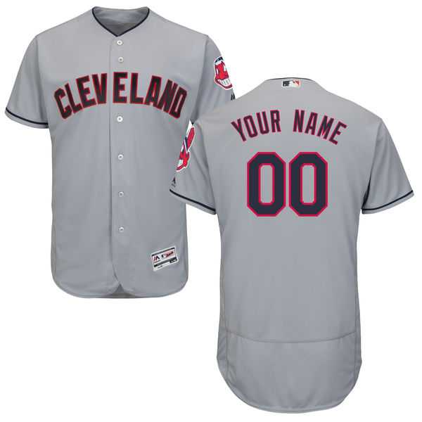 Men's Cleveland Indians Majestic Road Gray Flex Base Authentic Collection Custom Jersey Men's Cleveland Indians Majestic Road Gray Flex Base Authentic Collection Custom Jersey