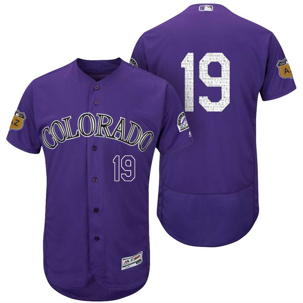Men's Colorado Rockies #19 Charlie Blackmon 2017 Spring Training Flex Base Authentic Collection Stitched Baseball Jersey