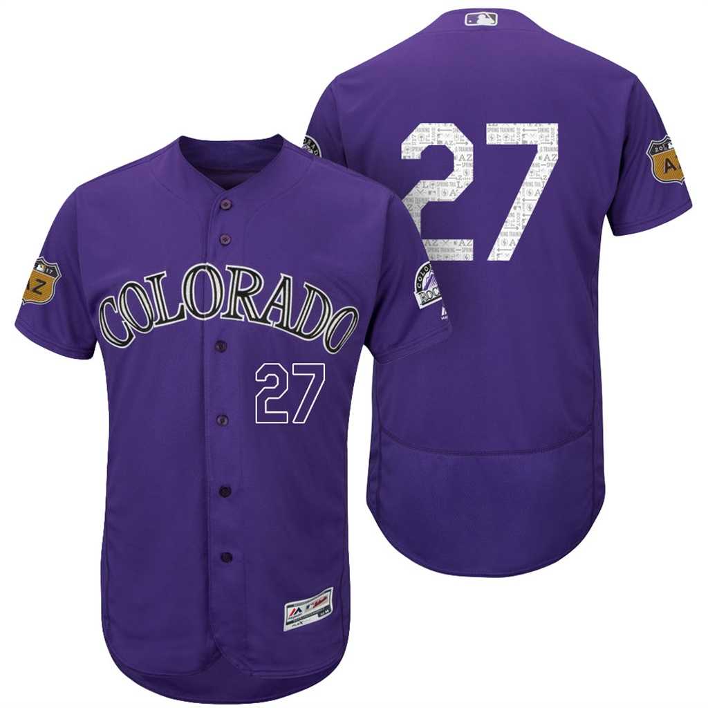 Men's Colorado Rockies #27 Trevor Story 2017 Spring Training Flex Base Authentic Collection Stitched Baseball Jersey