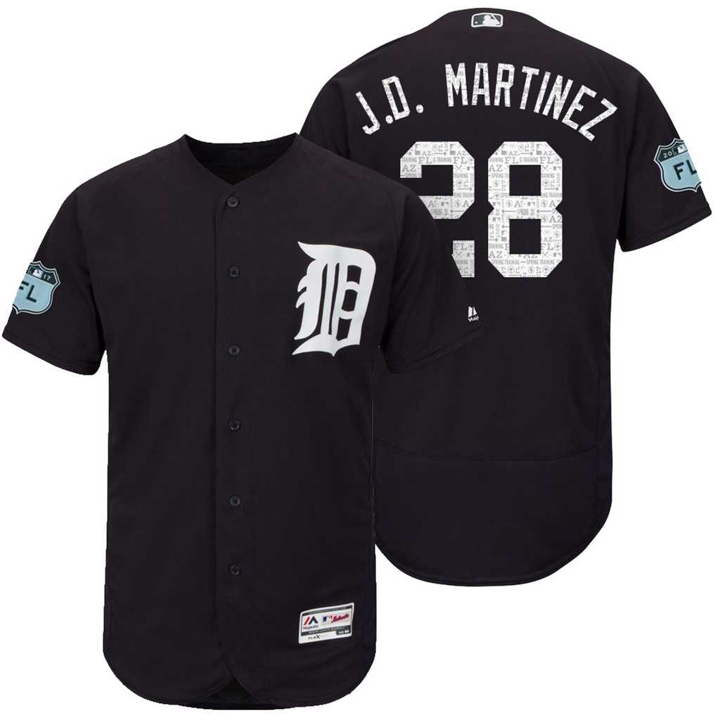 Men's Detroit Tigers #28 J.D. Martinez2017 Spring Training Flex Base Authentic Collection Stitched Baseball Jersey