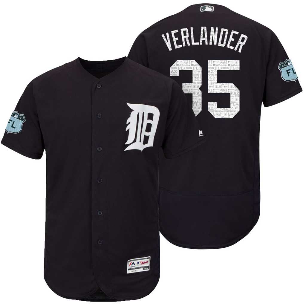 Men's Detroit Tigers #35 Justin Verlander 2017 Spring Training Flex Base Authentic Collection Stitched Baseball Jersey