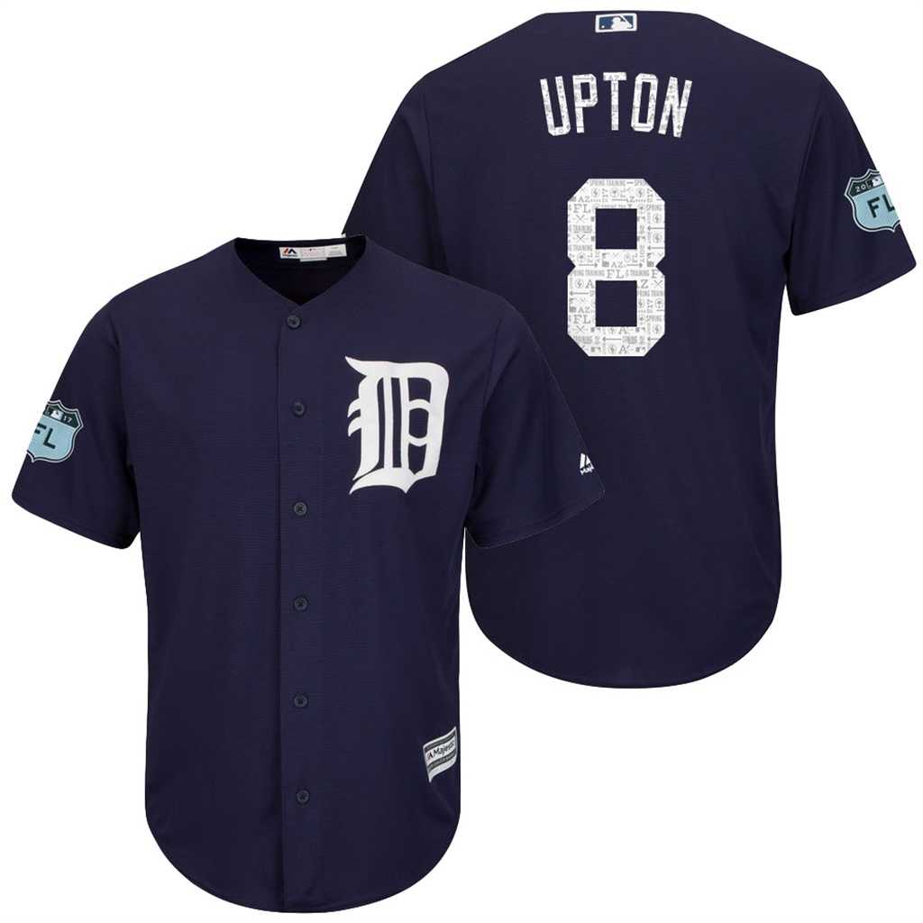 Men's Detroit Tigers #8 Justin Upton 2017 Spring Training Cool Base Stitched MLB Jersey