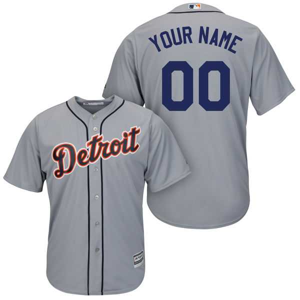 Men's Detroit Tigers Majestic Gray Cool Base Custom Jersey