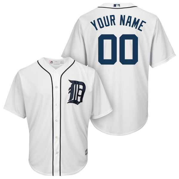 Men's Detroit Tigers Majestic White Cool Base Custom Jersey