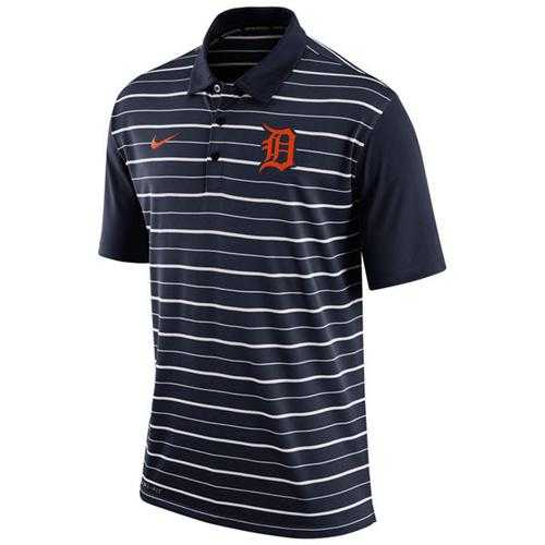 Men's Detroit Tigers Nike Navy Dri-FIT Stripe Polo