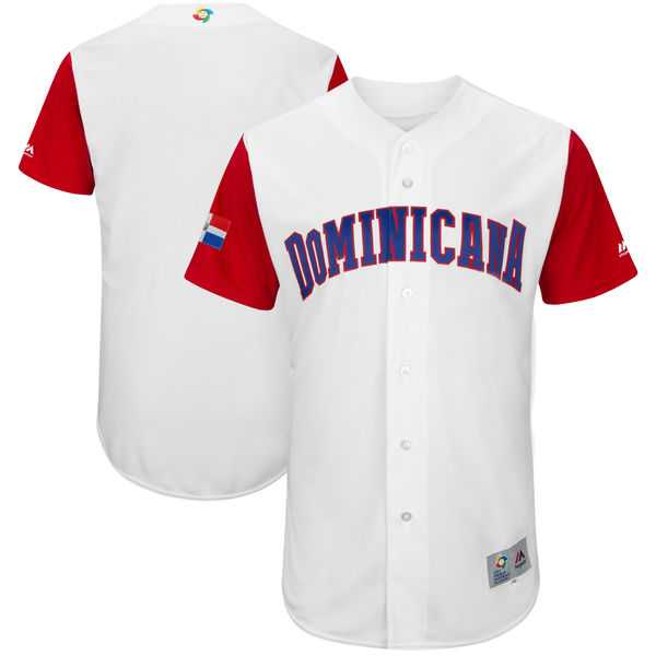 Men's Dominican Republic Baseball Blank Majestic White 2017 World Baseball Classic Authentic Team Jersey