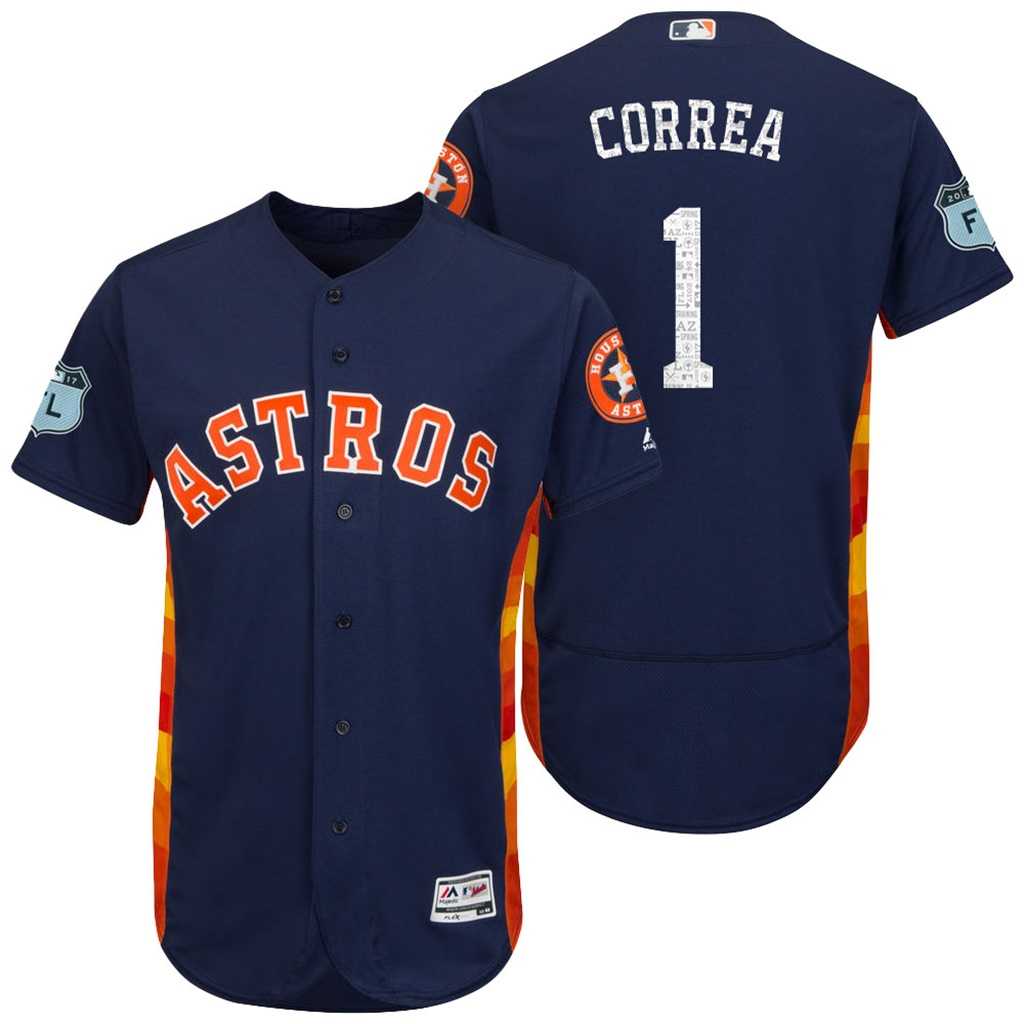 Men's Houston Astros #1 Carlos Correa 2017 Spring Training Flex Base Authentic Collection Stitched Baseball Jersey