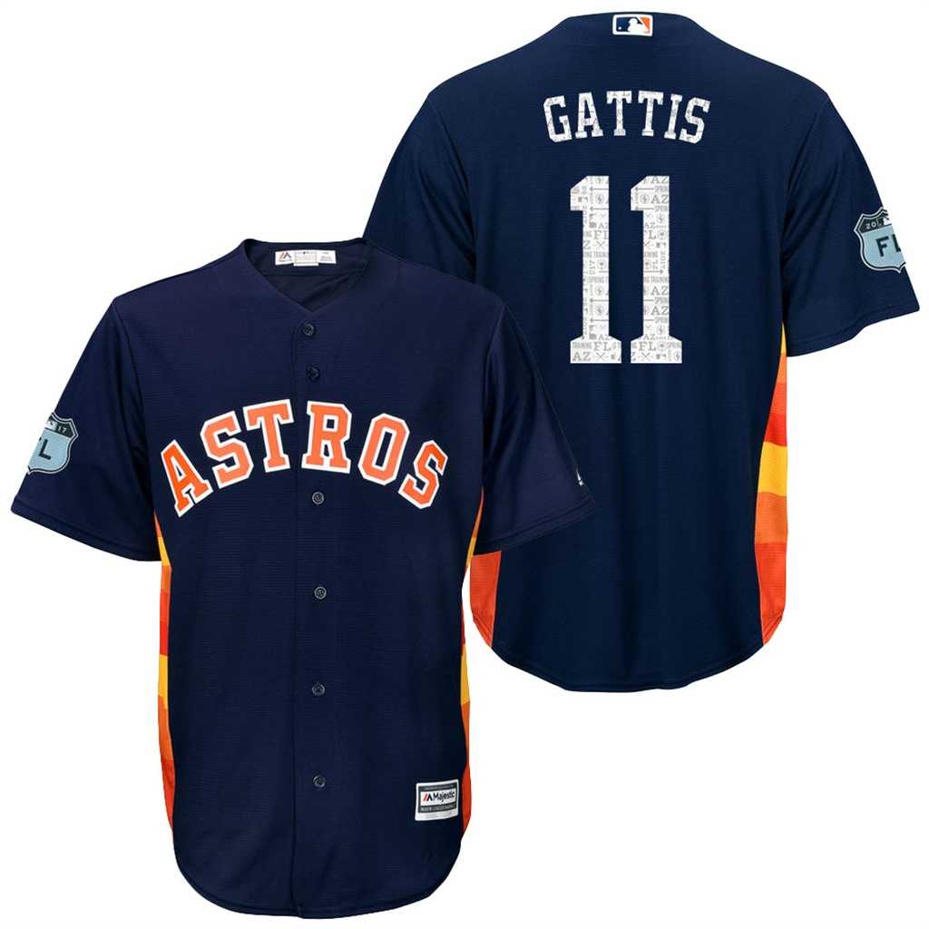 Men's Houston Astros #11 Evan Gattis 2017 Spring Training Cool Base Stitched MLB Jersey