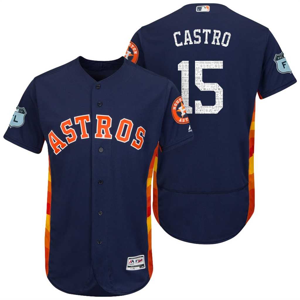 Men's Houston Astros #15 Jason Castro 2017 Spring Training Flex Base Authentic Collection Stitched Baseball Jersey