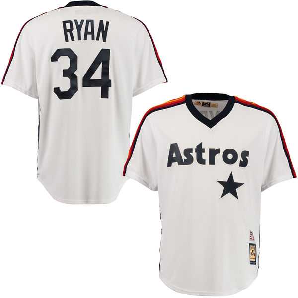 Men's Houston Astros #34 Nolan Ryan Majestic White Home Cool Base Cooperstown Collection Jersey