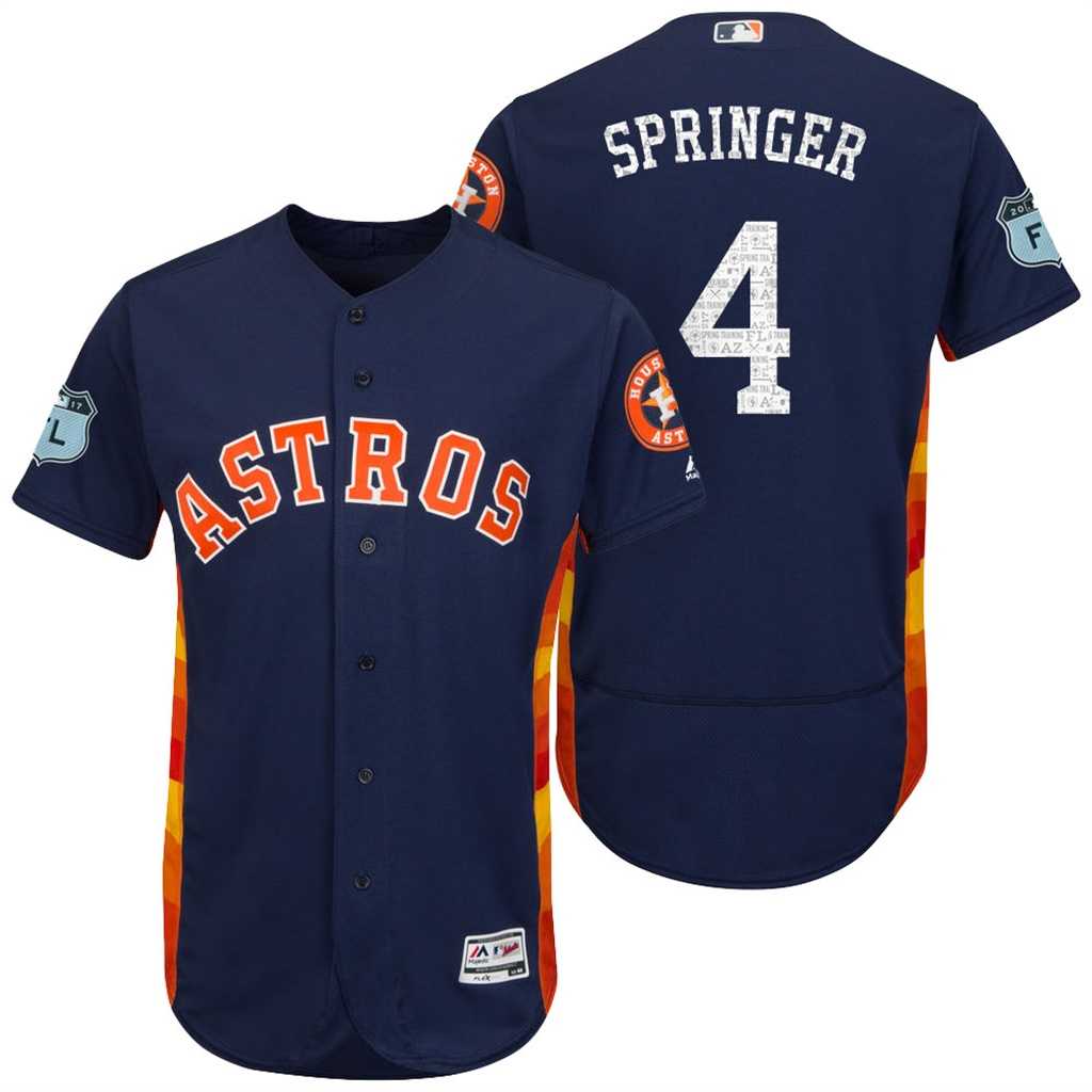 Men's Houston Astros #4 George Springer 2017 Spring Training Flex Base Authentic Collection Stitched Baseball Jersey