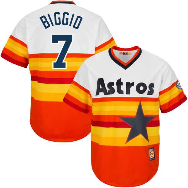 Men's Houston Astros #7 Craig Biggio Majestic Orange Alternate Cool Base Cooperstown Collection Jersey
