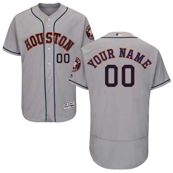 Men's Houston Astros Majestic Road Gray Flex Base Authentic Collection Custom Jersey