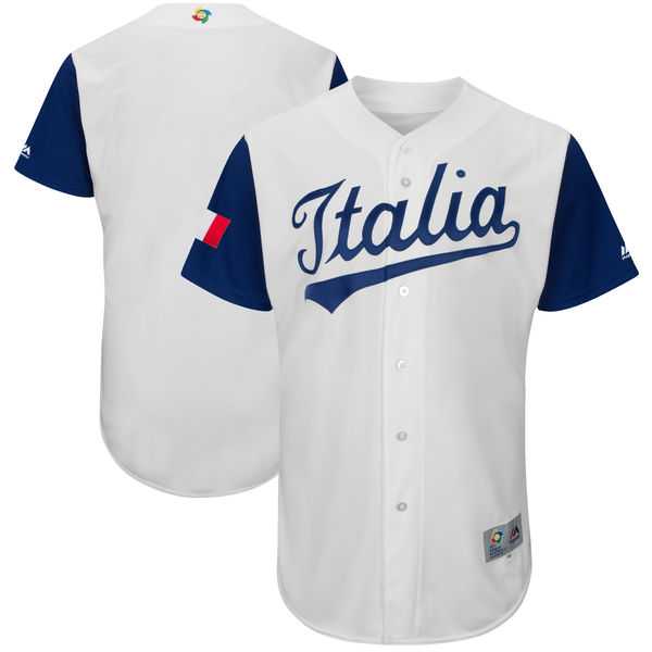 Men's Italy Baseball Blank Majestic White 2017 World Baseball Classic Authentic Team Jersey