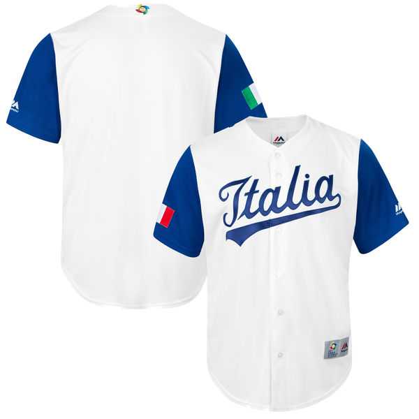 Men's Italy Baseball Blank Majestic White 2017 World Baseball Classic Team Jersey