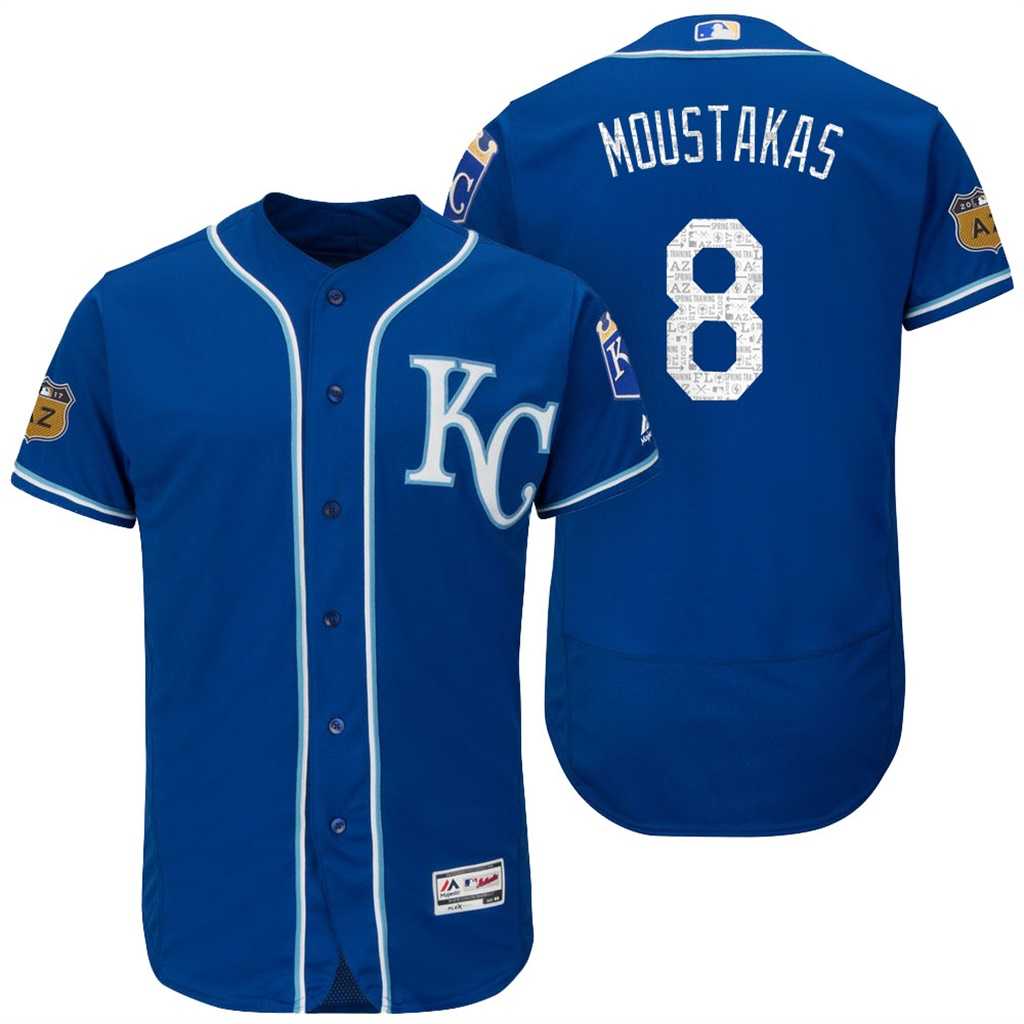 Men's Kansas City Royals #8 Mike Moustakas 2017 Spring Training Flex Base Authentic Collection Stitched Baseball Jersey