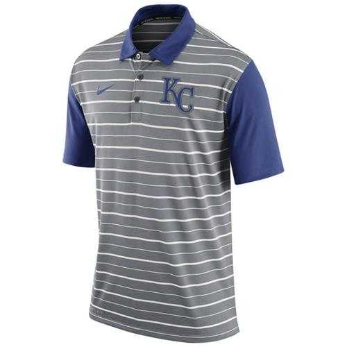 Men's Kansas City Royals Nike Gray Dri-FIT Stripe Polo