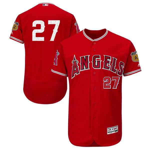 Men's Los Angeles Angels Of Anaheim #27 Mike Trout Red 2017 Spring Training Flexbase Authentic Collection Stitched Baseball Jersey