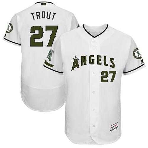Men's Los Angeles Angels Of Anaheim #27 Mike Trout White Flexbase Authentic Collection Memorial Day Stitched MLB Jersey