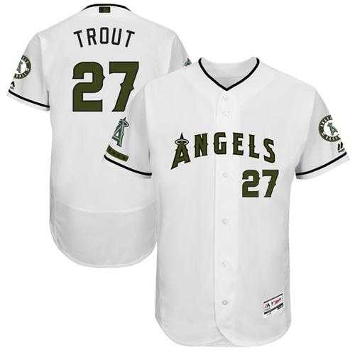 Men's Los Angeles Angels Of Anaheim #27 Mike Trout White Flexbase Authentic Collection Memorial Day Stitched MLB Jersey Men's Los Angeles Angels Of Anaheim #27 Mike Trout White Flexbase Authentic Collection Memorial Day Stitched MLB Jersey