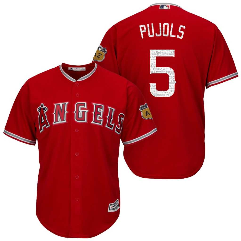 Men's Los Angeles Angels Of Anaheim #5 Albert Pujols 2017 Spring Training Cool Base Stitched MLB Jersey